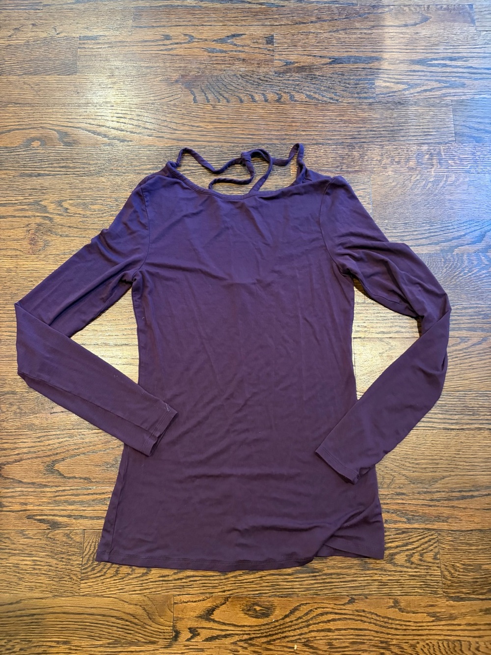 Aritzia Long Sleeve Strappy Back Top - Plum